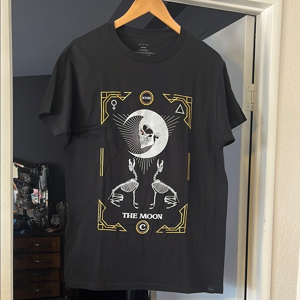 New Black Graphic Tee with moon tarot card